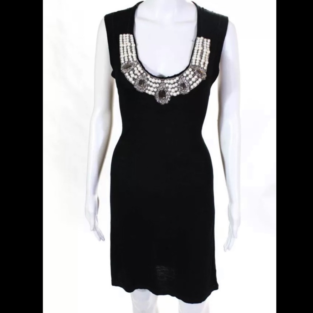 32 Flavors By YFB Womens Jersey Beaded Sleeveless A-Line Dress Black Size M
